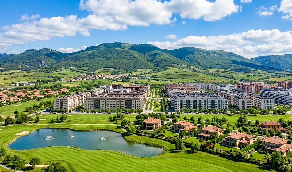 Vistas de las zonas residenciales de Sarriguren, Gorraiz y el Valle de Egüés en Navarra